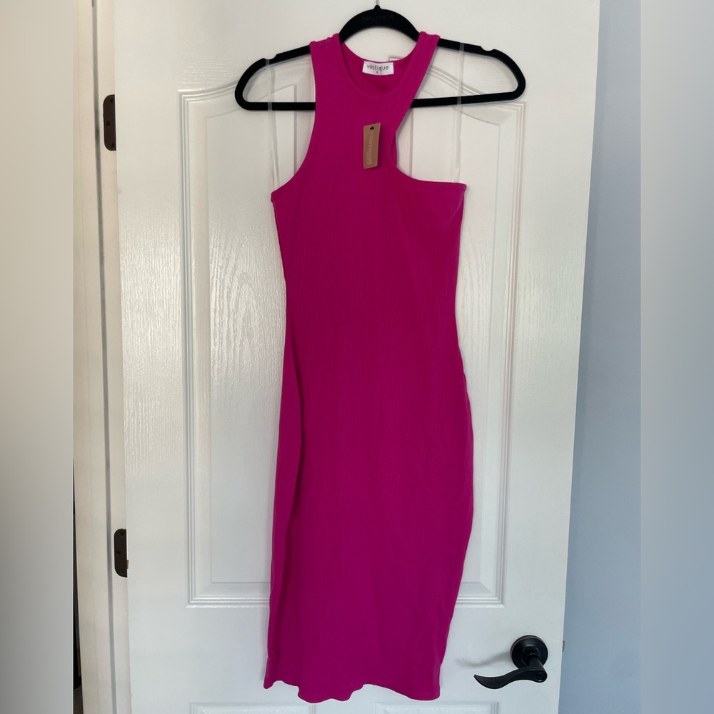 Hot Pink Scooped Bodycon Dress